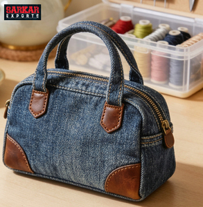 Bolso Tote de Mezclilla para Mujer, Bolso de Compras con Decoración Frontal con Logotipo Personalizado, Bolso de Mano de Lona de Mezclilla de Gran Capacidad a la Moda - Product Image 2