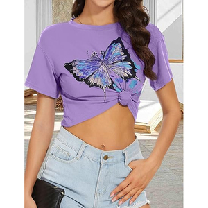 T-shirt court pour femme en coton, coupe oversize et ample, épaules tombantes, uni, décontracté, streetwear d'été, personnalisable avec logo - Product Image 5