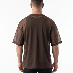 T-shirt transparent léger pour homme, en maille fine, à épaules tombantes, 100% polyester, séchage rapide, tee-shirt transparent pour homme - Product Image 3
