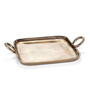 Trendy Rectangular Metal Serving <b>Tray</b> With Ring Handles Polished Gold Finish For Tea Coffee <b>Snacks</b> Cold Drink Serving <b>Trays</b> - Product Image 3