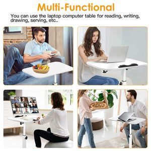 Mobile Standing Desk 90-Degree Tiltable Portable Overbed Bedside <b>Table</b> Height <b>Adjustable</b> Rolling Laptop Cart Computer Desks - Product Image 4