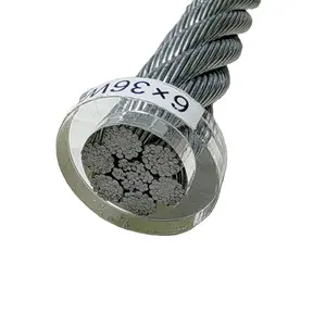 Corda de fio de aço 6x36ws + iwrc, 52mm, ungalamentado/galvanizado cabo de aço