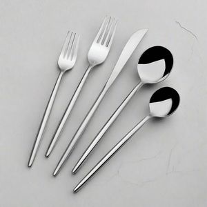 Juego de Cubiertos Modernos, Utensilios de Cocina, Vajilla de Acero Inoxidable, Cuchara de Acero Inoxidable, Tenedor de Acero Inoxidable, Cuchillo de Acero Inoxidable, Elegante - Product Image 1
