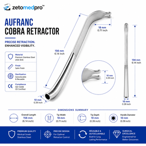เครื่องมือผ่าตัดกระดูกสะโพกแบบแมนนวล ZETOMEDPRO MA-Hip-626 Mini Hohmann Retractor - Product Image 2
