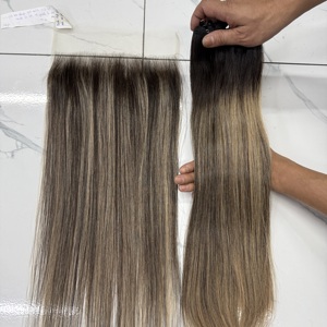 Extensiones de Cabello Humano Liso Ombre Premium, de Marrón a Rubio Balayage, Cabello Remy, Juego Completo para Cabeza - Product Image 2
