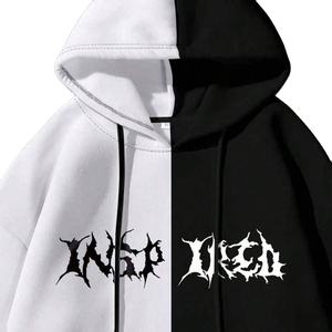 ผู้ชายที่กําหนดเองพิมพ์เสื้อกันหนาวหมวก/สไตล์ซิปในระบายอากาศผู้ชายซ้ายและขวาตัดกันสี Patchwork เสื้อ - Product Image 1