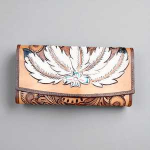 Western Cowhide Leather Genuine Zipper Portable Bohemian Vintage Flowers Envelope Shoulder <b>Purse</b> for <b>Women</b> - Product Image 1
