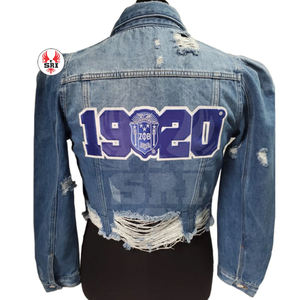 Veste en jean pour femmes brodée Zeta Phi Beta Sorority |   Veste en jean personnalisée brodée pour femmes de la sororité ZPB - Product Image 3