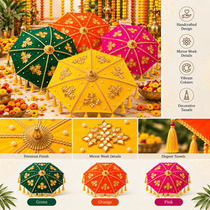 Traditional Indian Decorative Umbrella for Wedding Decor Festive <b>Decoration</b> <b>Mehndi</b> Haldi Ceremony Event Hanging Decor Home Decor - Product Image 2