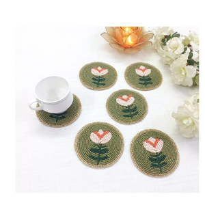 Posavasos Cuadrado de Algodón Bordado a Mano de Primera Calidad con Cuentas, Tapete Decorativo de Lujo para Mesa, Prenda Personalizada OEM, Letras de Moda Artesanales - Product Image 5