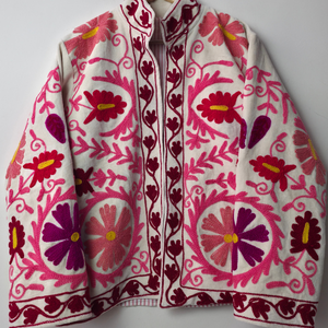 <b>Women</b>’s Floral Embroidered <b>Jacket</b> with Artistic Pattern and Stand Collar - Product Image 1