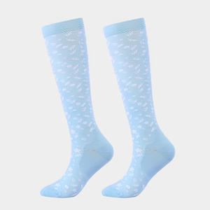 Wholesale Custom Women Winter Jacquard Pattern Multicolour Comfortable Knitted <b>Knee</b> <b>High</b> Logo Leg <b>Socks</b> with Bottom Cuff - Product Image 4