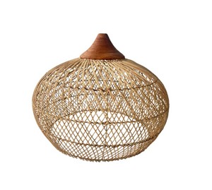 Handwoven Rattan Pendant <b>Light</b> <b>Shade</b> Rustic Boho <b>Wicker</b> Hanging Ceiling Lamp Round Shape Woven for Living Room, Cafe Shop - Product Image 1