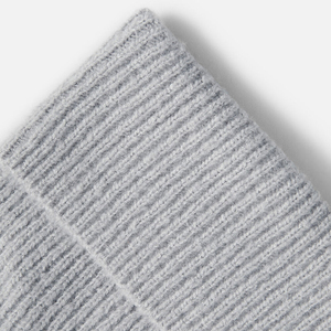 Bonnet unisexe gris en acrylique tricoté, couleur unie, avec revers, pour l'hiver, coupe décontractée 56-58CM, tricoté à la machine, broderie 3D, pour l'extérieur - Product Image 6