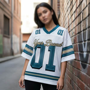 Custom American Football Jersey Women Oversized Mesh Shirt Baseball Style Sportswear Breathable Team Uniform OEM Service - Product Image 6
