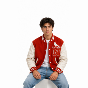 Chaqueta Universitaria Premium, Cuerpo de Lana, Mangas de Cuero, Parche Bordado, Chaqueta Personalizada para Equipos, Parche de Chenilla, Chaqueta de Béisbol - Product Image 2