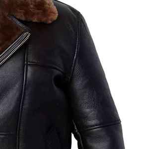 Men Classic 100% Genuine Cow Skin Leather Waterproof Breathable Bomber Jacket Brown Plus Size Winter <b>Coat</b> Warm Rabbit Fur Zipper - Product Image 5
