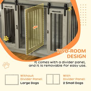 Gabbia Multifunzionale per Cani di Taglia Grande, Elegante Tavolino Grigio con Divisorio, Pratico Arredo per Cani - Product Image 5