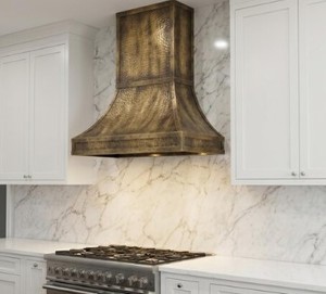 Hotte de cuisine murale ventilée en cuivre patiné vert vintage, style cheminée, avec patine antique, pour îlot de cuisine, la plus vendue - Product Image 6