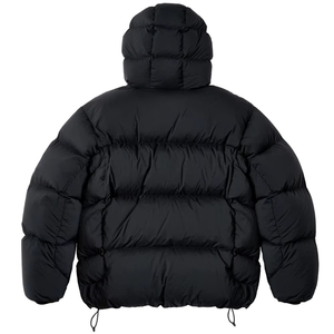 Hooded Puffer Jacket Men Winter Breathable <b>Fleece</b> Filled Windproof Casual Solid Color <b>Zipper</b> Closure Loose Fit Regular Length - Product Image 1