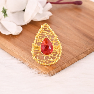 Vintage Style Brass Gold Plated Nano <b>Ring</b> <b>Adjustable</b> Handmade Gemstone Jewelry for Women - Product Image 4