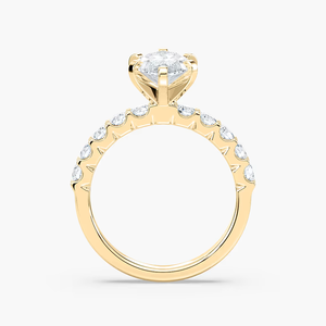 Anillo de Compromiso con Diamante Cultivado en Laboratorio de Corte Marquesa de 2.50 CTW, Certificado IGI, Oro Sólido de 14K, Banda Pavé, Anillo de Novia Solitario para Mujer - Product Image 2