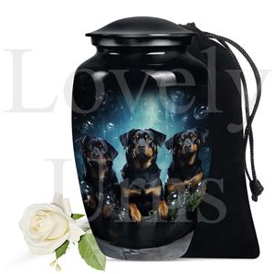 Black <b>dog</b> urn for ashes triple Rottweiler tribute keepsake urn pet memorial decorative <b>remembrance</b> <b>gift</b> - Product Image 2