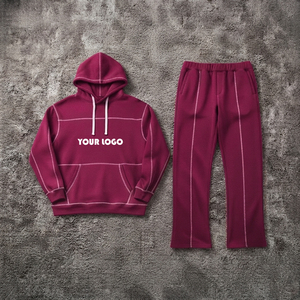 ชุดเซ็ตเสื้อฮู้ดดี้และกางเกงวอร์มผ้าเฟรนช์เทอร์รี่เนื้อหนาแบบโอเวอร์ไซส์ พร้อมปักลายตามสั่ง ชุดวอร์มทรงหลวมสำหรับผู้ชาย - Product Image 6