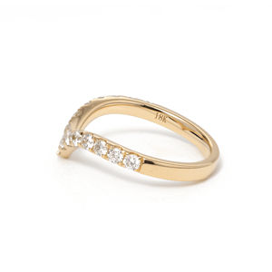 1.9mm round Lab Grown Diamond Curved Wedding Band 18K Yellow Gold Chevron <b>Stacking</b> <b>Ring</b> Guard Enhancer for Women IGI certified - Product Image 2