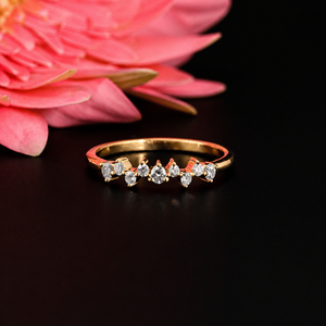 Dainty Diamond Curved <b>Ring</b> 0.23 Ct Natural Diamonds Crown Wedding Band Minimal <b>Stacking</b> <b>Ring</b> - Product Image 1