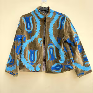 Best Selling Suzani Velvet Embroidered <b>Jacket</b> <b>Short</b> Button Coat Winter Bomber <b>Jacket</b> Bohemian Outerwear Wholesale Factory Price - Product Image 5