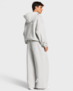 Conjunto Deportivo de 2 Piezas para Hombre, Personalizado, Color Blanco Luna con Líneas en Contraste, Talla Grande, Transpirable, Felpa de Algodón, Calidad Premium - Product Image 2