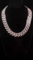 Chaîne cubaine 22 mm en diamants de laboratoire, argent 925 plaqué or rose, collier Miami Link glacé, unisexe, 130 carats, couleur D, taille brillant, style Hip Hop
