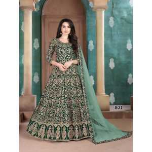 Robe de soirée à imprimé floral de créateur avec jupe et dupatta, taille naturelle - Product Image 2