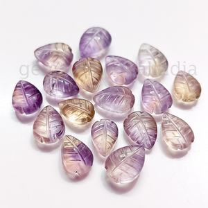 Perles de feuille sculptées à la main amétrine naturelle 14x10mm amétrine pierres précieuses en vrac breloques pour la fabrication de bijoux fournitures par fabricant en vrac - Product Image 4