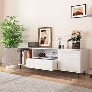 Mobile TV Moderno Lucido con Pannelli, Centro Intrattenimento con Ripiani Contenitori per Soggiorno e Camera da Letto, Mobile TV in Stile Moderno - Product Image 3