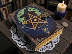 Herb Heritage Witchcraft Gothic Magic Leather Journal | Blank Spell <b>Book</b> & <b>Pagan</b> Wiccan Notebook | Handmade Blue Grimoire Gift - Product Image 3