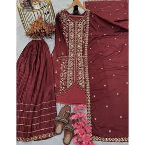 Conjunto de ropa de fiesta de diseñador para mujer, parte superior inferior y Dupatta, elegante y elegante - Product Image 4