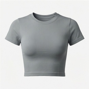 T-shirt court personnalisé pour femme en toile respirante, écologique, séchage rapide, décontracté, chic, pour la gym, à manches courtes - Product Image 1