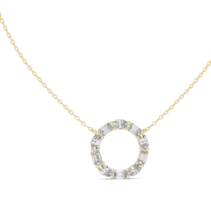 Collier pendentif en or 18 carats avec diamants ovales et baguettes pour femme, bijoux minimalistes de luxe, cadeau d'anniversaire - Product Image 4