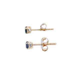 High Quality <b>Blue</b> Round Cut Diamond <b>Stud</b> <b>Earrings</b> 14K Yellow Gold Elegant Sparkling Jewelry For Bridal Available In Bulk Quality - Product Image 3