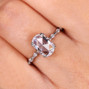 Anillo de Diamantes Ovalados con Corte Rosa en Oro Blanco de 2.15ct, Joyería de Compromiso y Boda con Diamantes Cultivados en Laboratorio, Chapado en Oro de 14k, Vermeil Eternity - Product Image 2