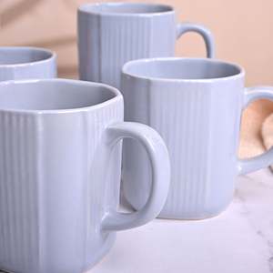 Serene Sky Blue Glazed Ceramic Coffee Mug <b>Set</b> of 6 <b>Microwave</b> Safe Enamel Mugs for Coffee and Milk - Product Image 2
