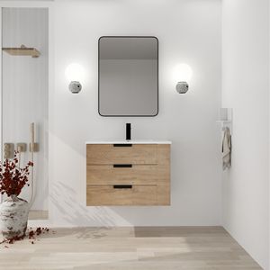 Lavandino da bagno a parete da 30 pollici con cassetto Soft-Close per lavello e Shelf-G-BVB01430IMO-GRB3020MOWH laterali - Product Image 1