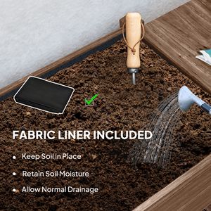 Fioriera Rialzata in Legno Carbonizzato con Chiusura, Tavolini Laterali e Ripiano Inferiore, Fori di Drenaggio e Dimensioni in cm - Product Image 6