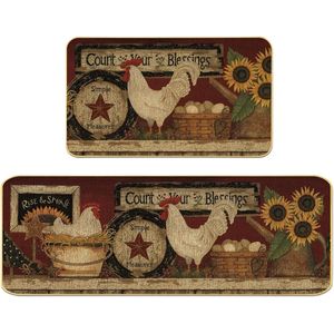 Ensemble de 2 tapis de cuisine style ferme antidérapants avec motif coq, lavables, décoratifs, pour fêtes saisonnières et de fin d'année - Product Image 4