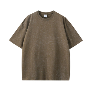 Camiseta Oversize para Hombre con Efecto Ácido, Algodón Pesado, Cuello Redondo, Manga Corta, Estilo Casual Urbano - Product Image 4