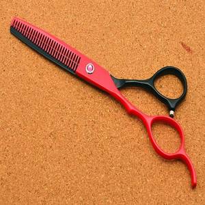 Ensemble de ciseaux de coiffure professionnels avec peignes, lames en acier inoxydable rouge, manche long pour usage en salon - Product Image 5