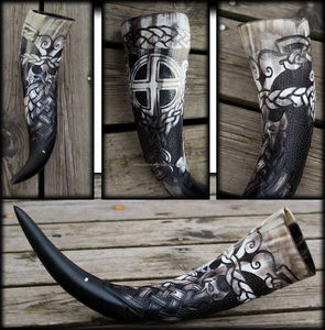 Corne à boire viking artisanale indienne de qualité supérieure, écologique, en matériau organique poli, portable, prix de gros, Noël - Product Image 3