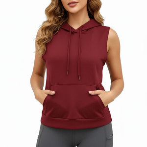 Sudaderas sin Mangas al por Mayor para Mujer, Casuales, Lisas, de Algodón y Poliéster, con Bolsillo Delantero, Transpirables, Ecológicas, Sudadera Deportiva para Mujer - Product Image 4